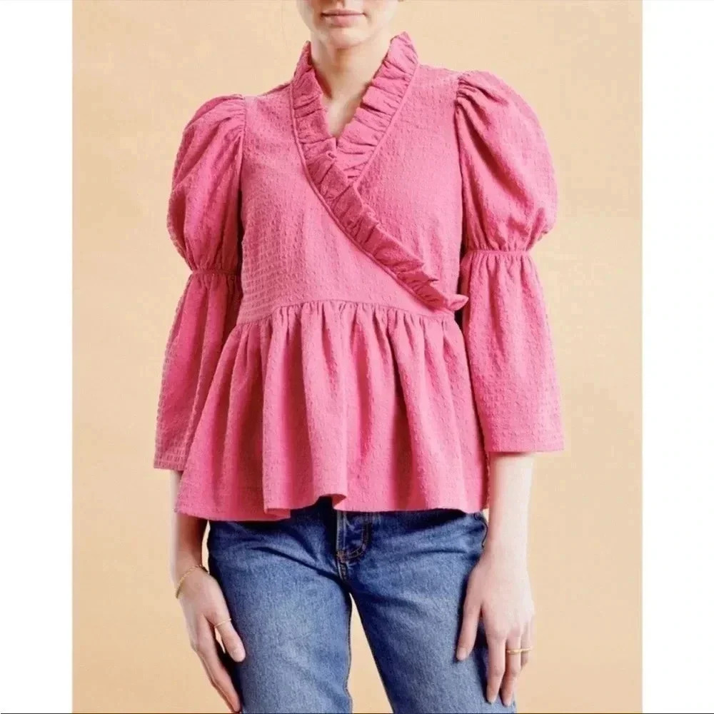 By Timo Pink Fuffy Crossover Top